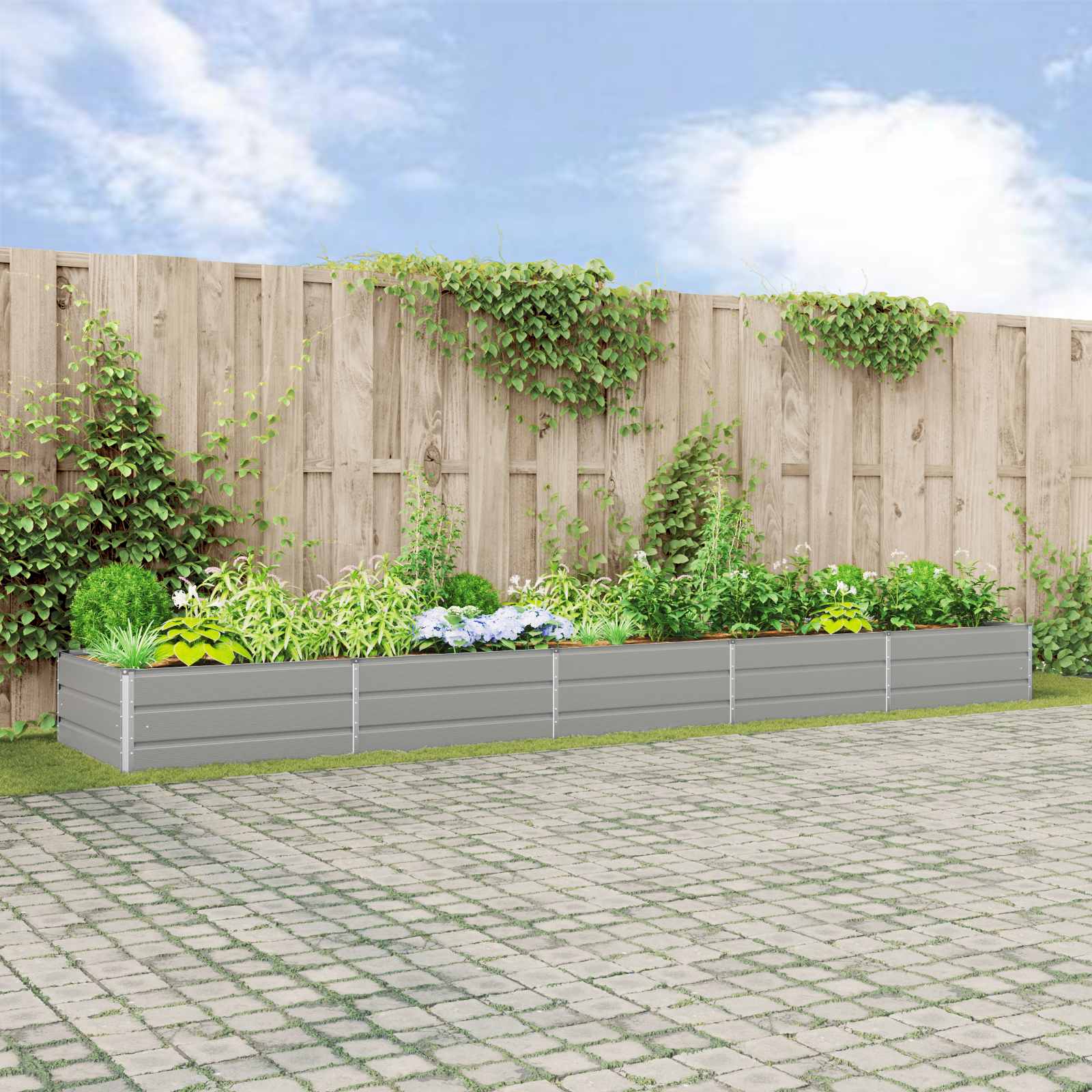 Jardinera Antracita 195 x 100 x 45 cm Acero Galvanizado
