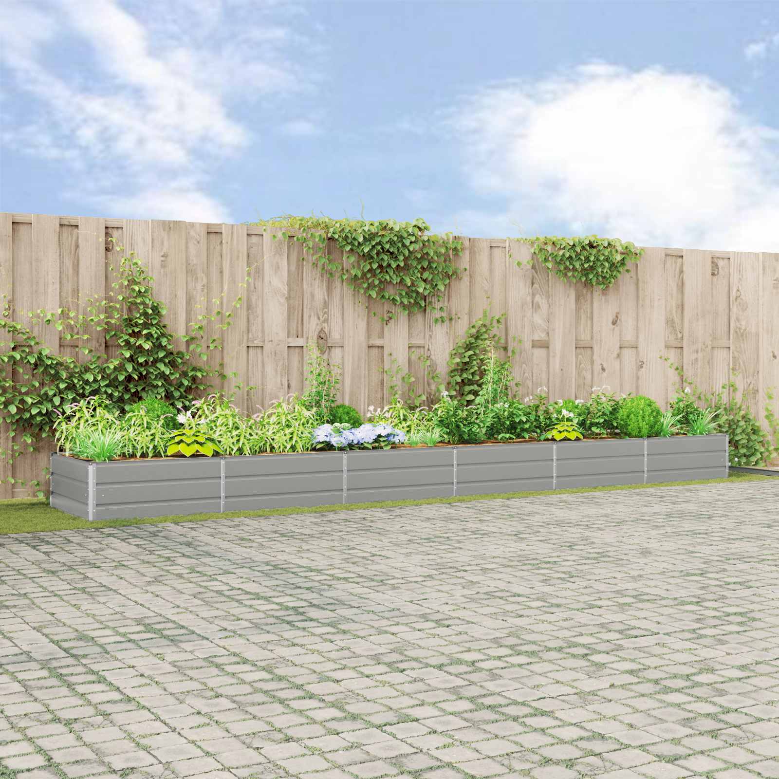 Jardinera Antracita 195 x 100 x 45 cm Acero Galvanizado