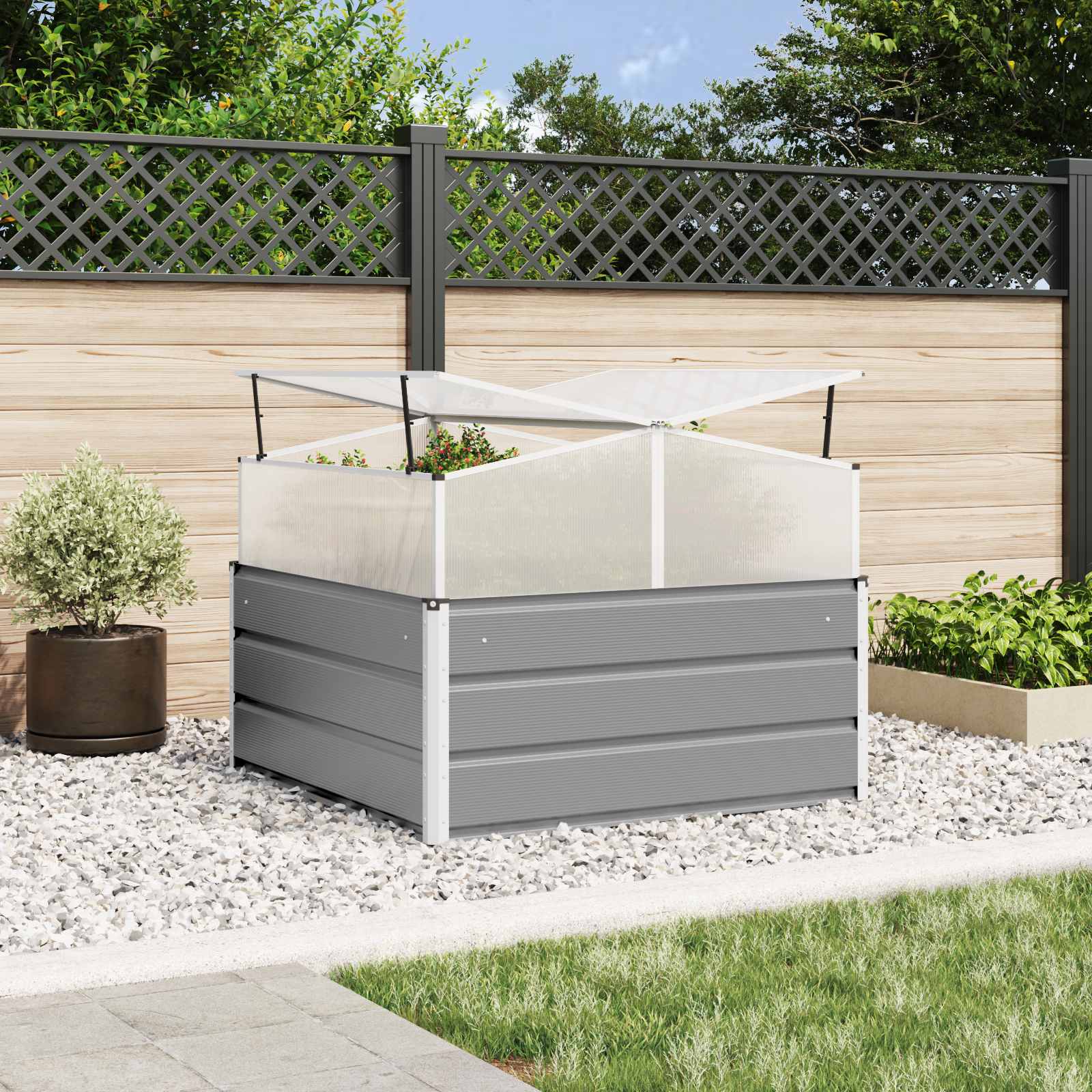 Jardinera Antracita 100 x 100 x 77 cm Acero Galvanizado