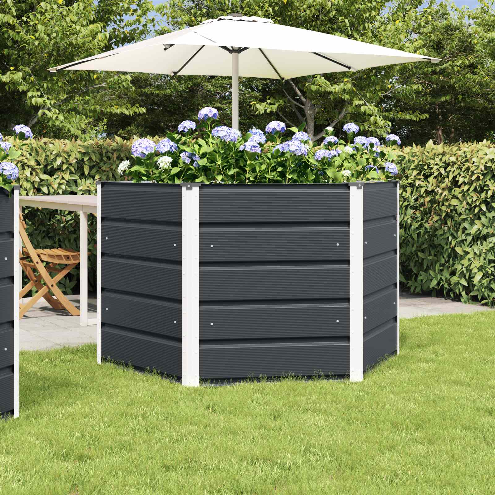 Jardinera Antracita 129 x 129 x 45 cm Acero