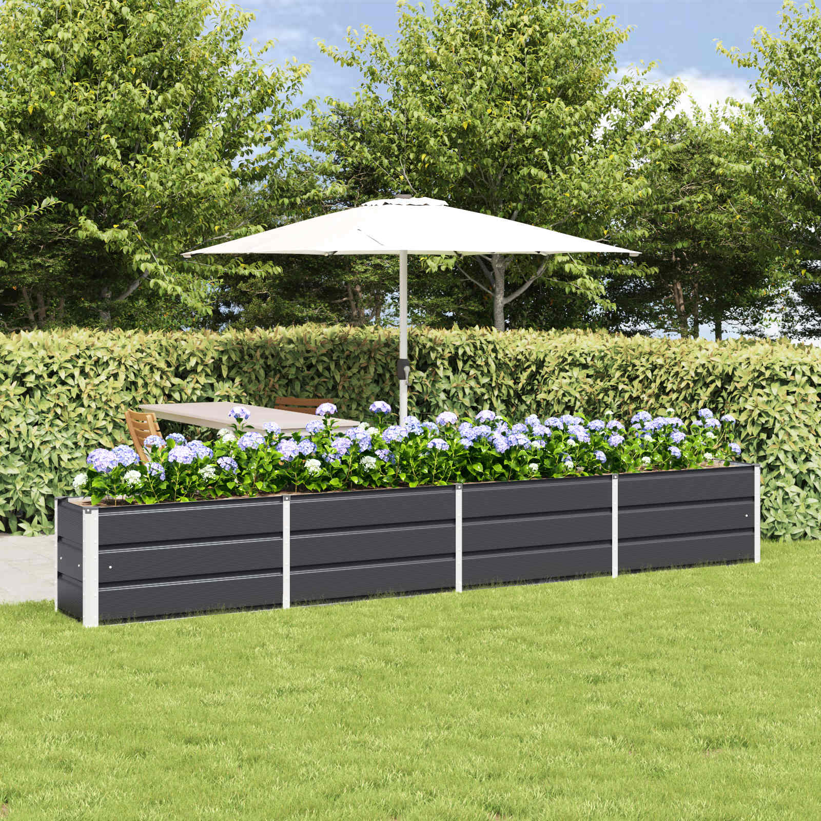 Jardinera Antracita 100 x 40 x 45 cm Acero