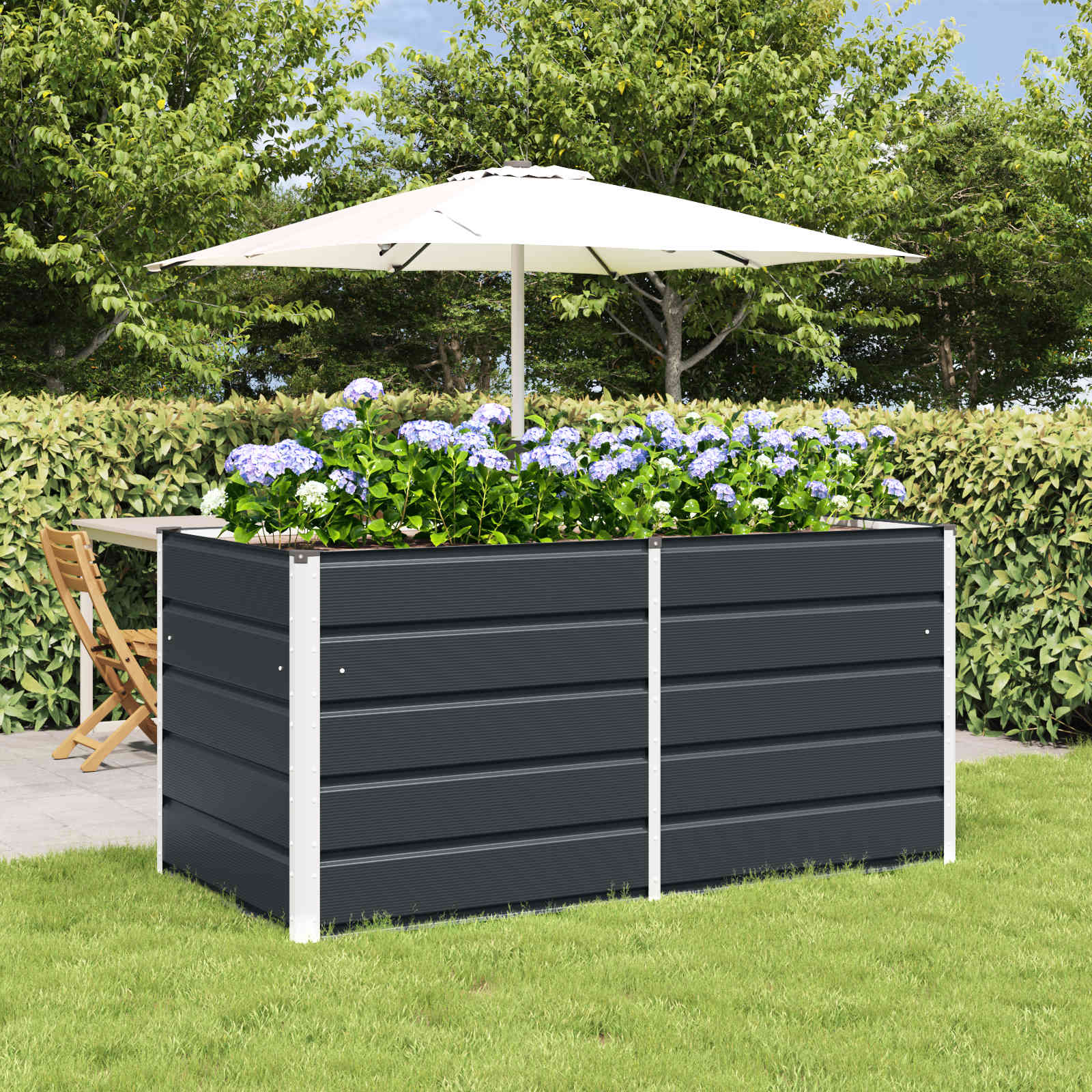 Jardinera Antracita 160 x 80 x 45 cm Acero