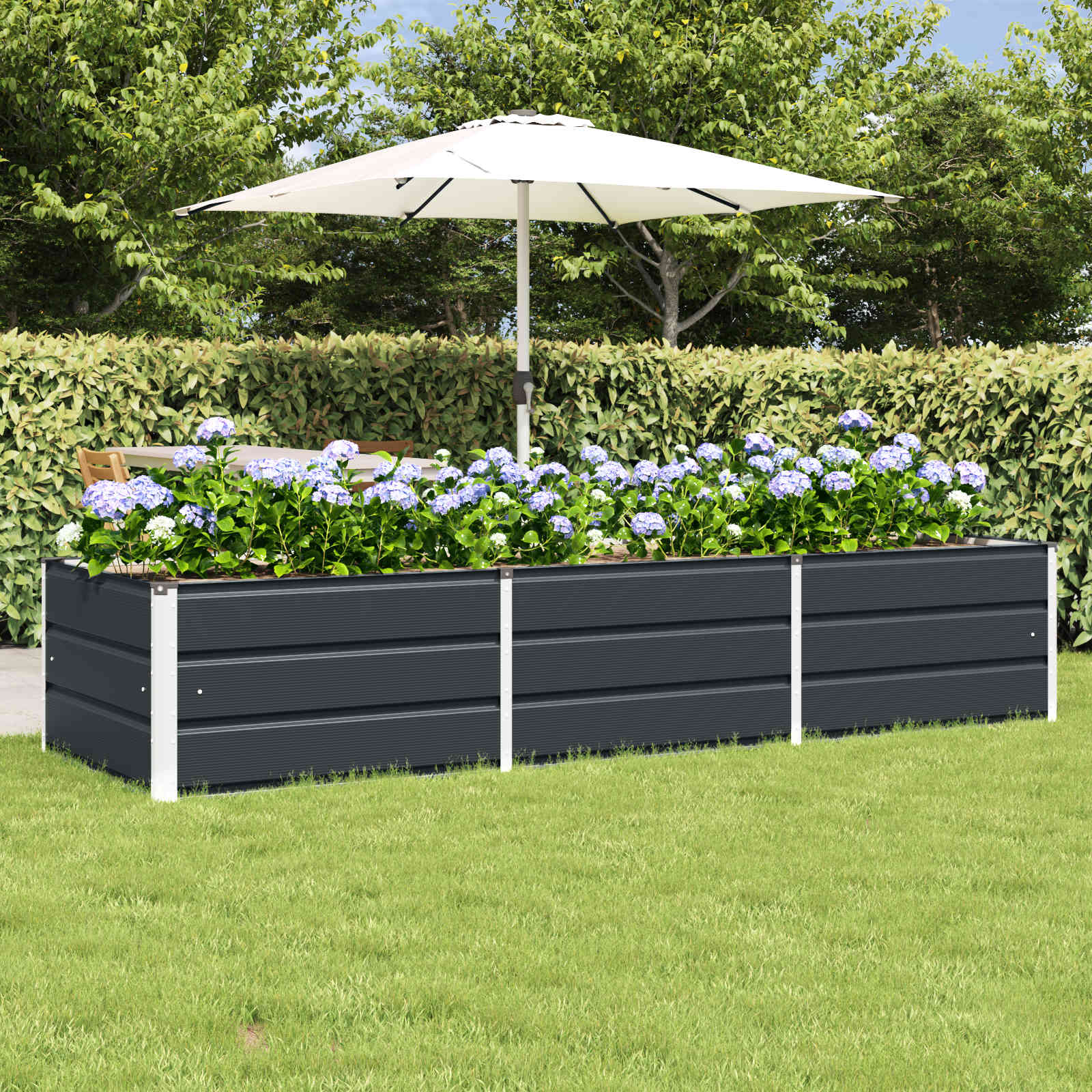 Jardinera Antracita 160 x 80 x 45 cm Acero