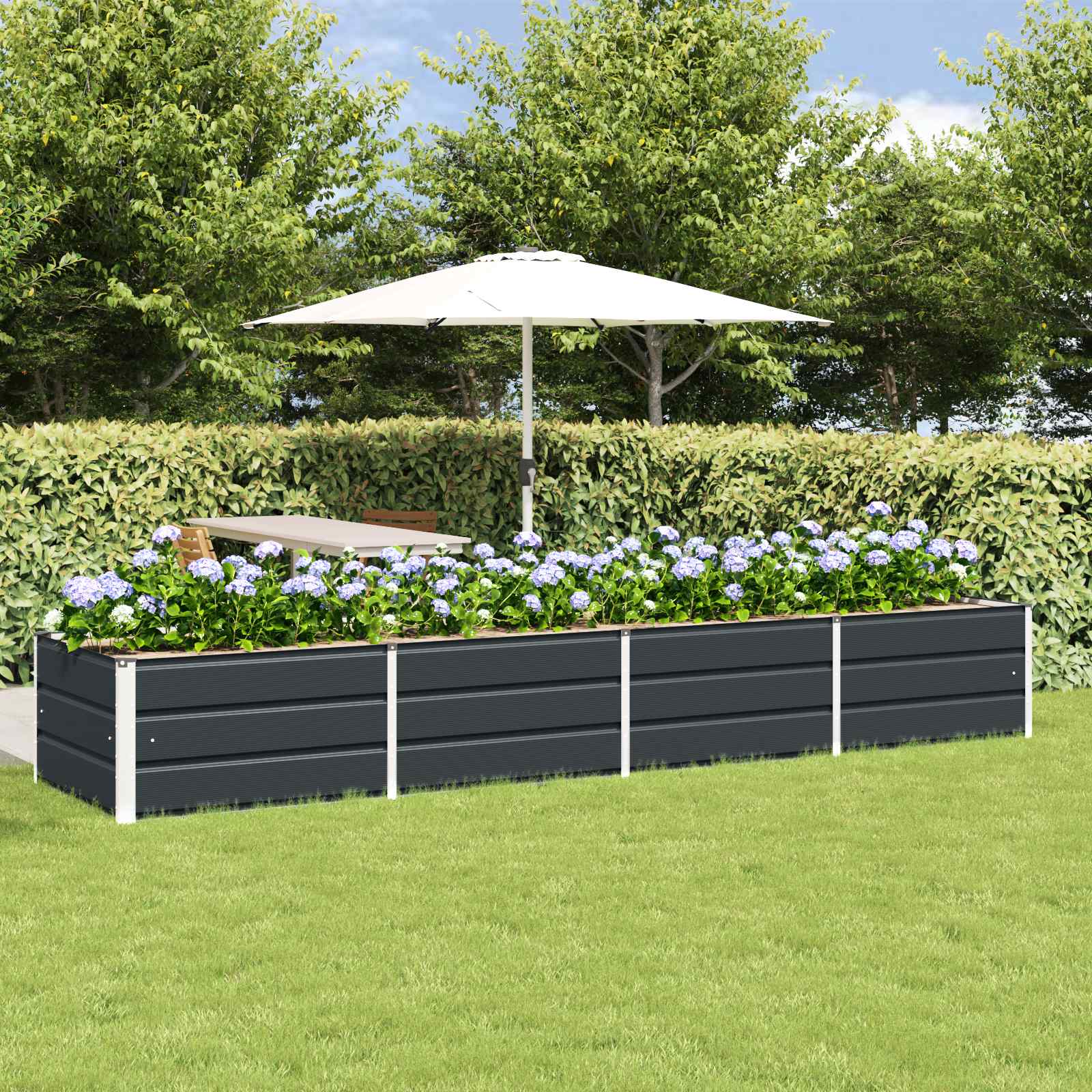 Jardinera Antracita 160 x 80 x 45 cm Acero