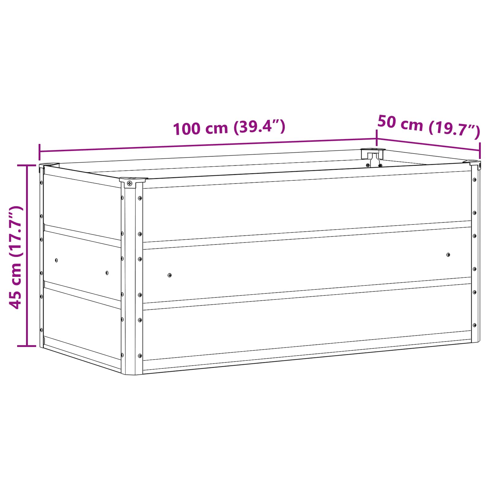 Jardinera Antracita 100 x 50 x 45 cm Acero Galvanizado