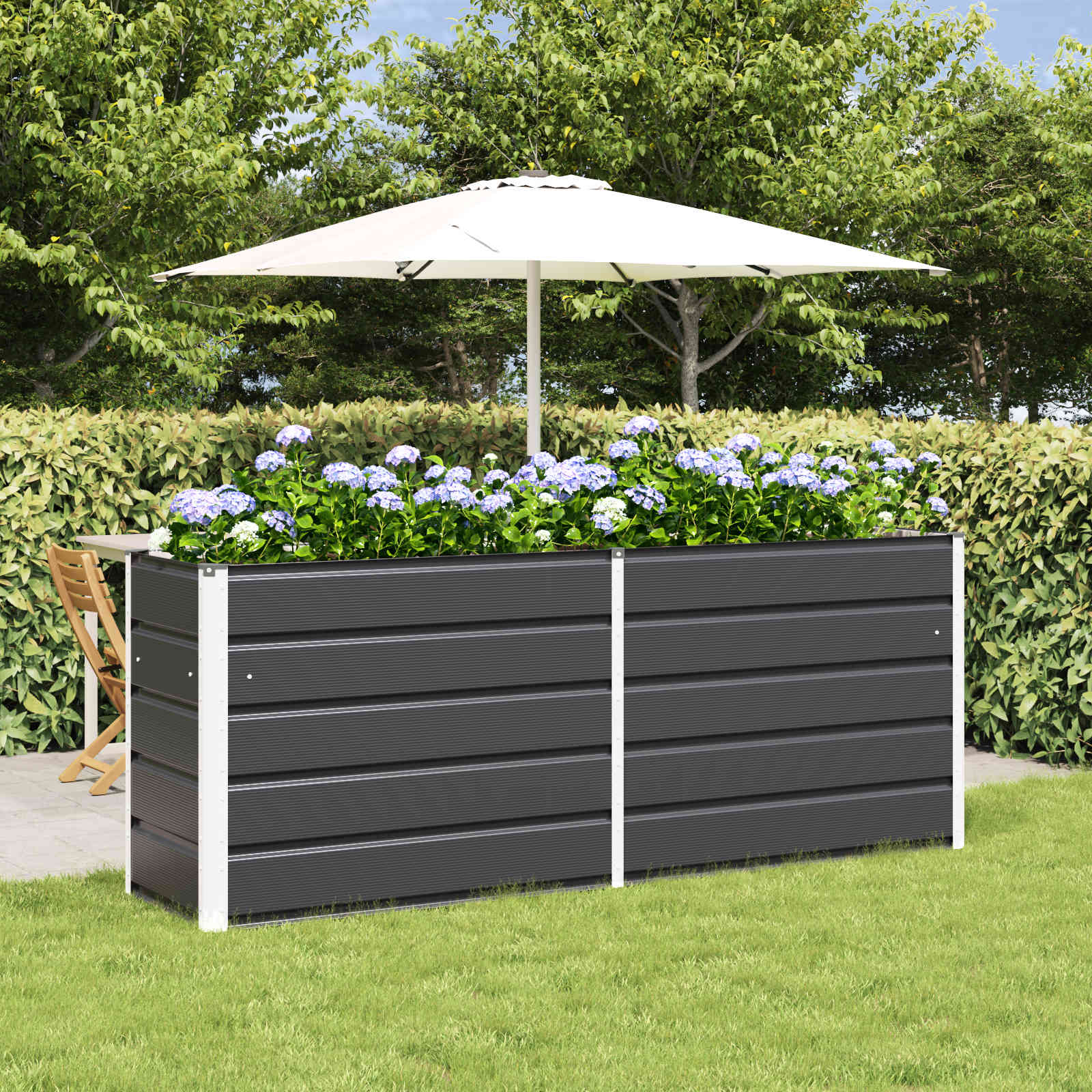 Jardinera Antracita 100 x 50 x 45 cm Acero Galvanizado