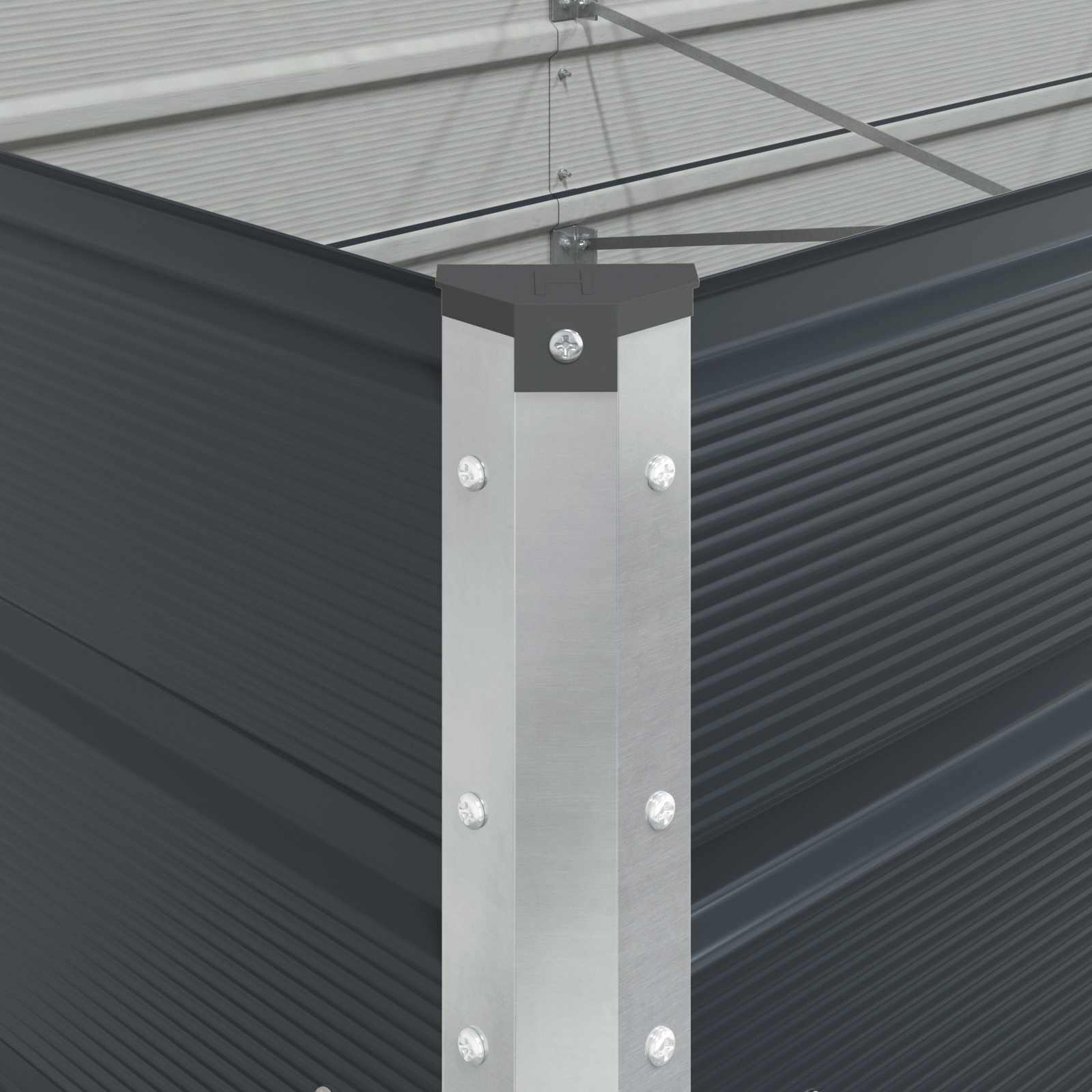 Jardinera Antracita 195 x 100 x 45 cm Acero Galvanizado