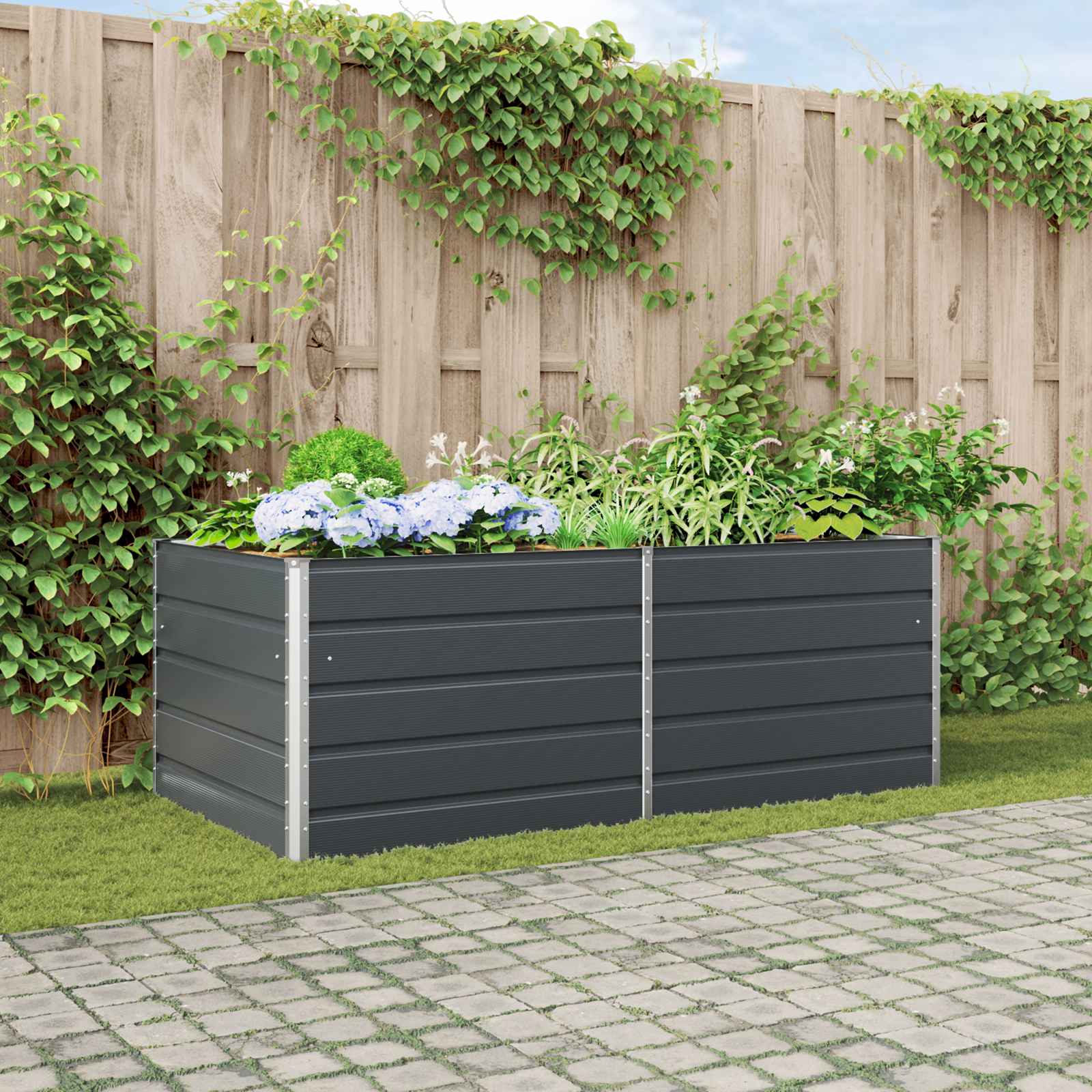 Jardinera Antracita 195 x 100 x 45 cm Acero Galvanizado