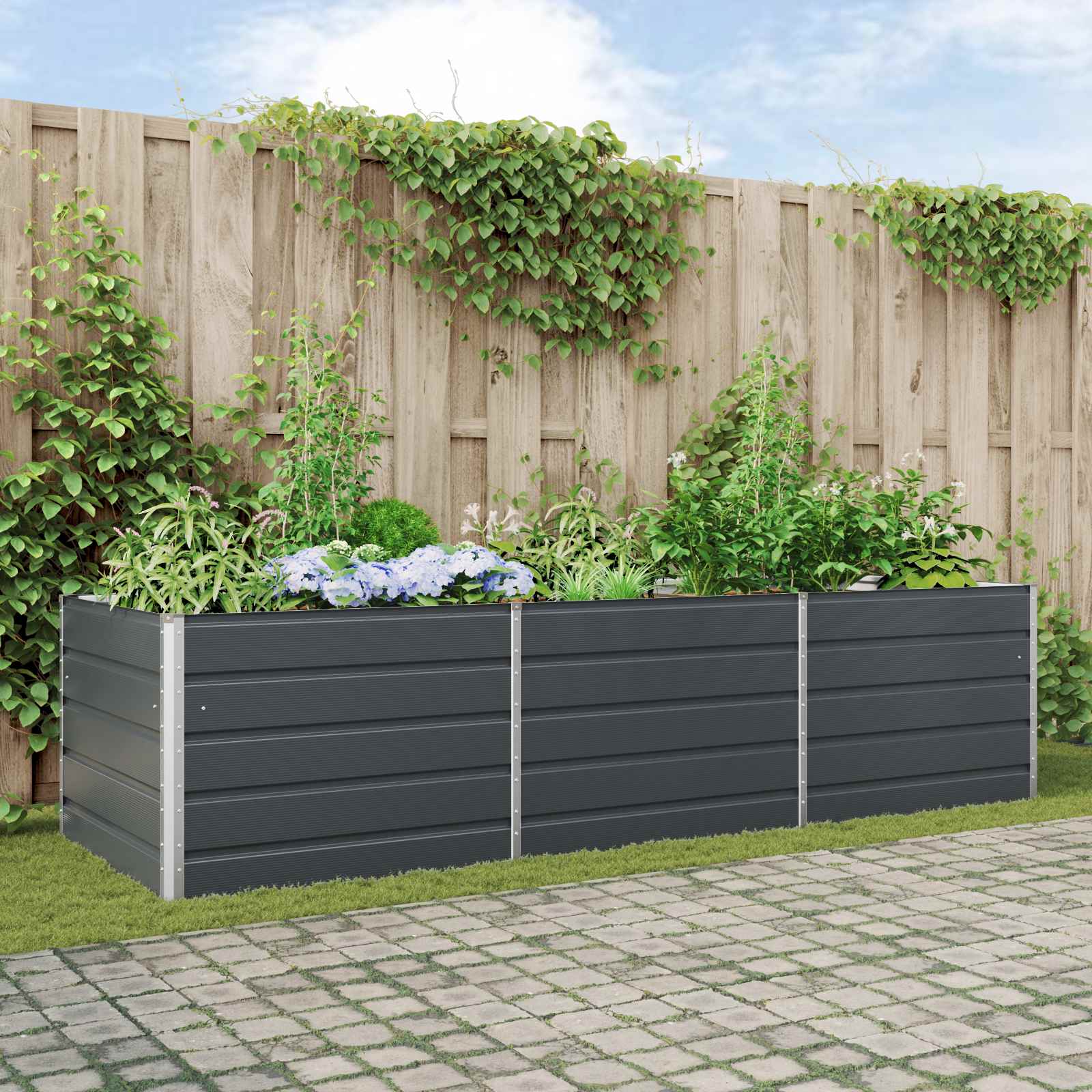 Jardinera Antracita 195 x 100 x 45 cm Acero Galvanizado