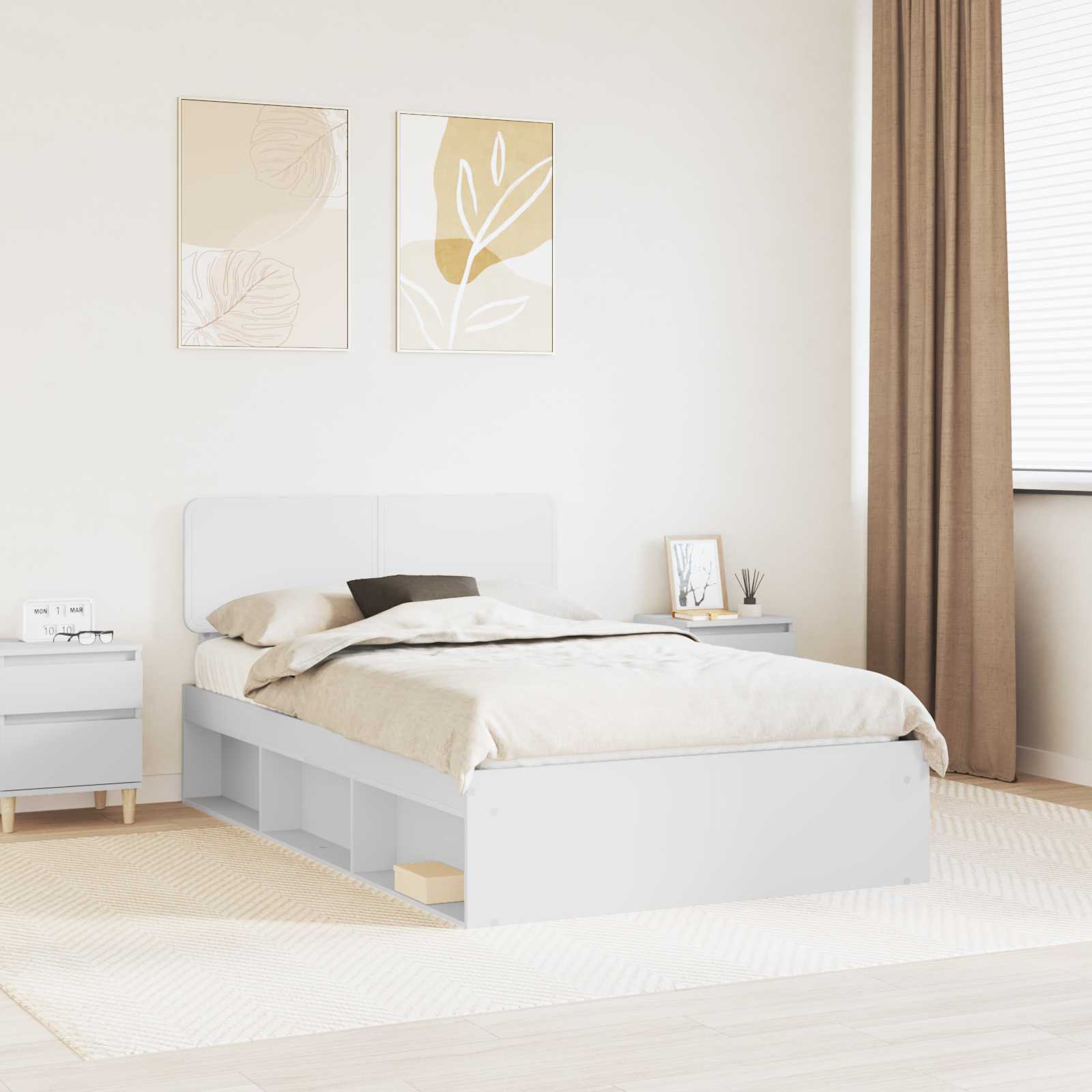Estrutura de cama 100 x 200 cm Madeira de pinho maciço