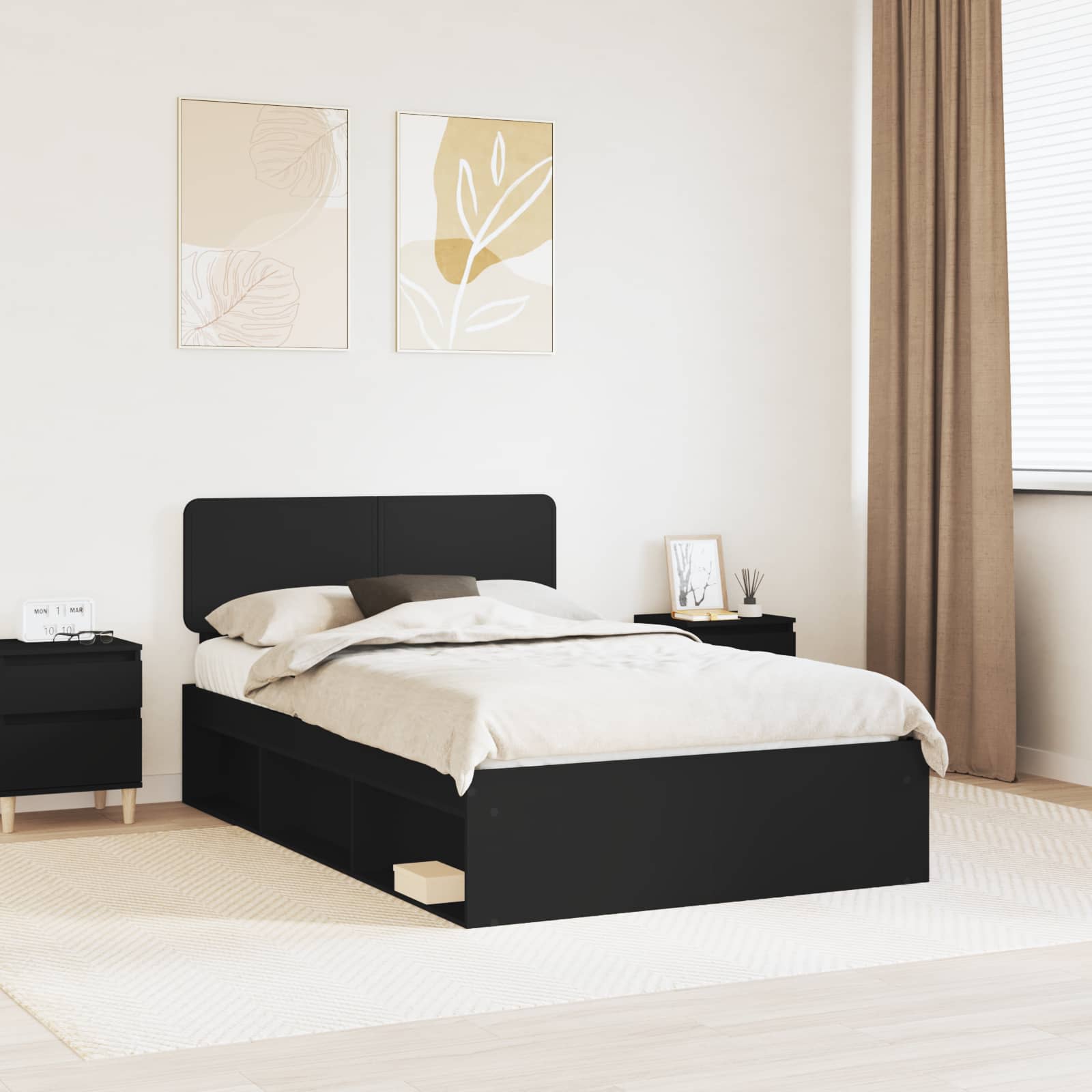 Estrutura de cama 100 x 200 cm Madeira de pinho maciço
