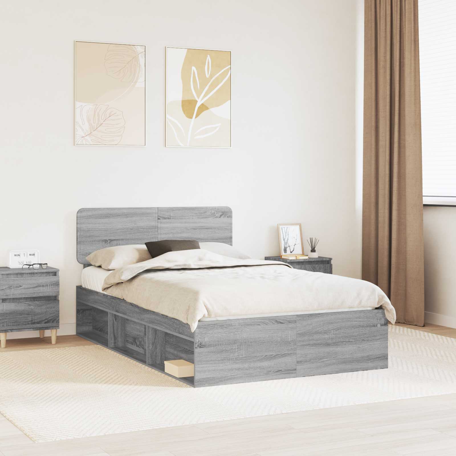 Estrutura de cama 100 x 200 cm Madeira de pinho maciço