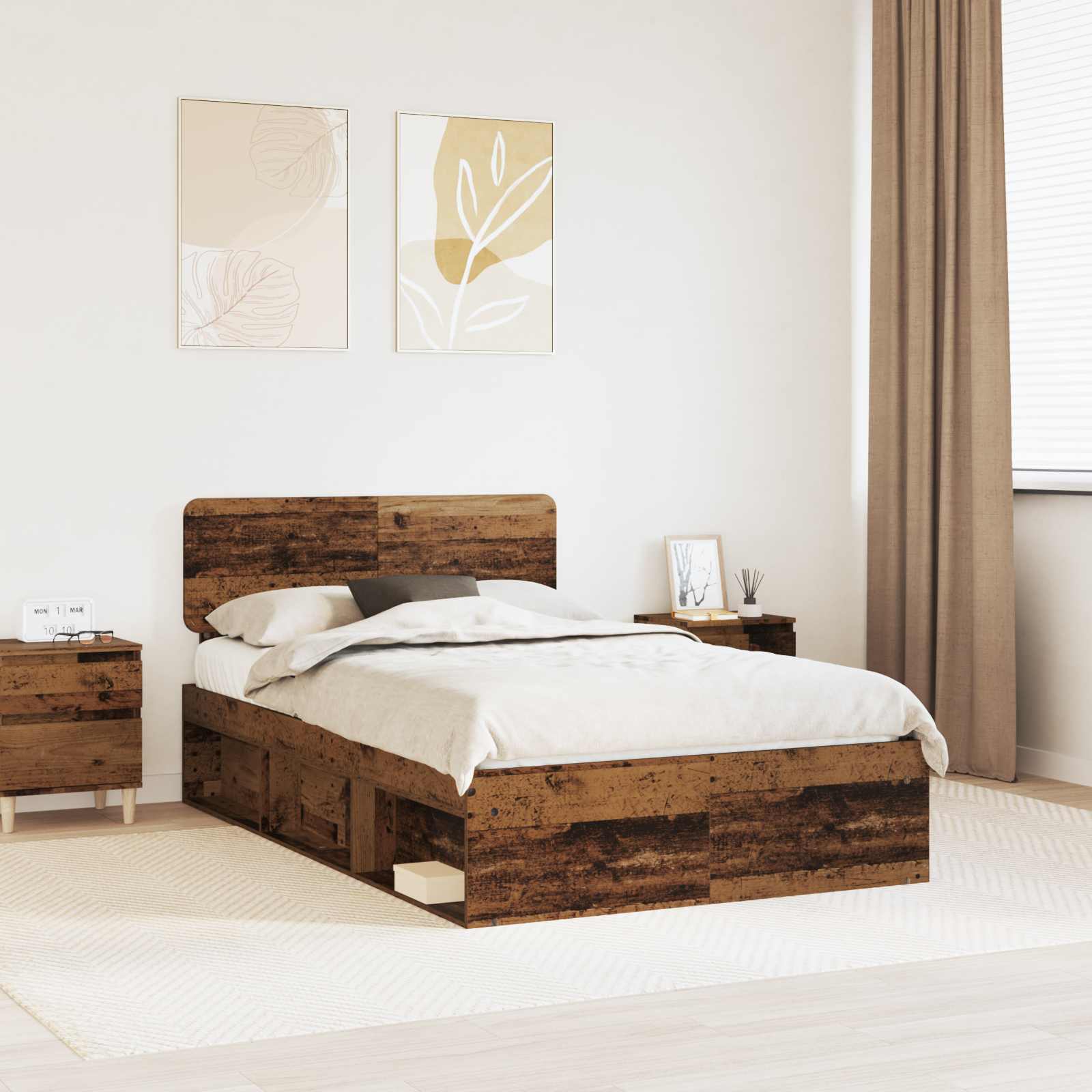 Estrutura de cama 100 x 200 cm Madeira de pinho maciço