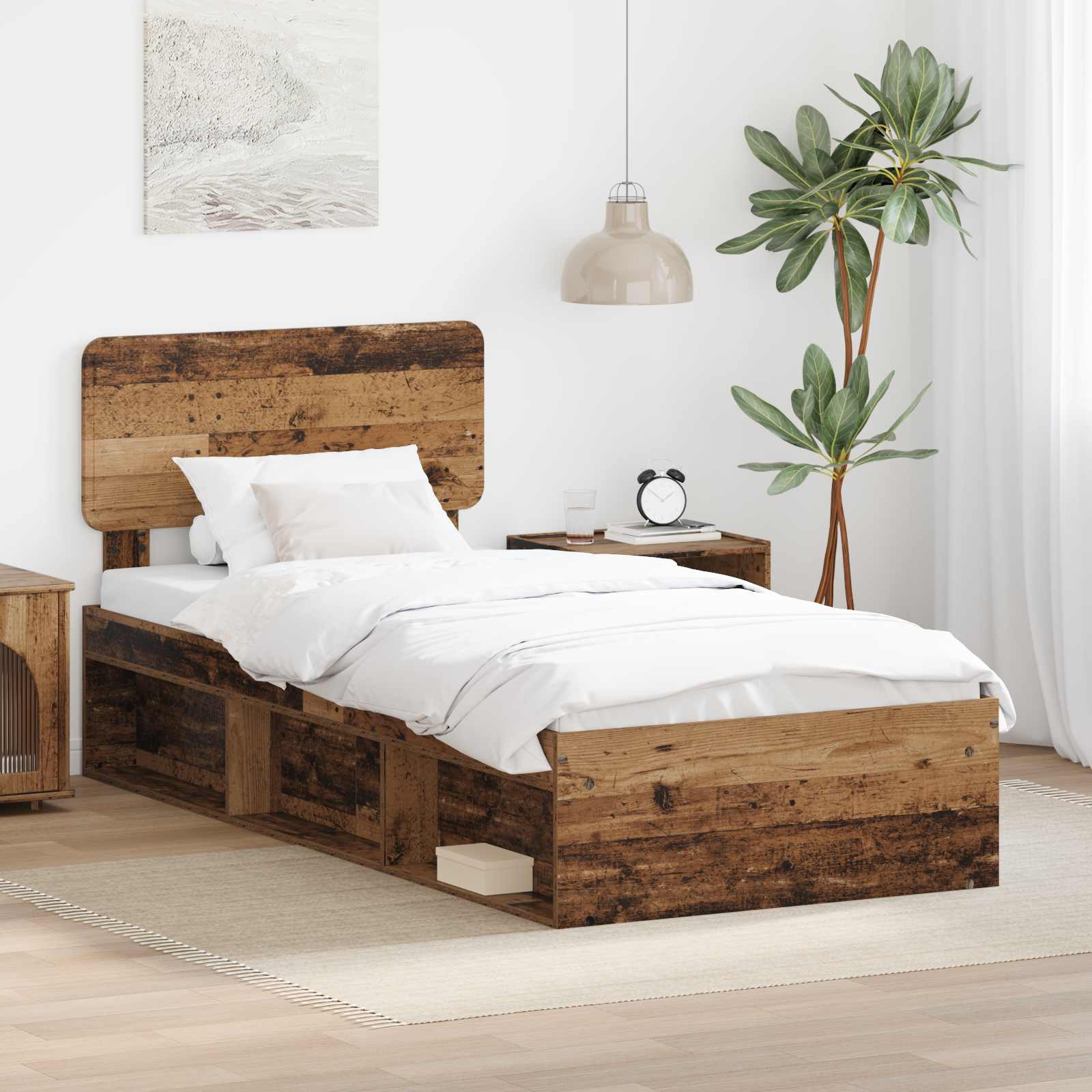 Estrutura de cama 100 x 200 cm Madeira de pinho maciço