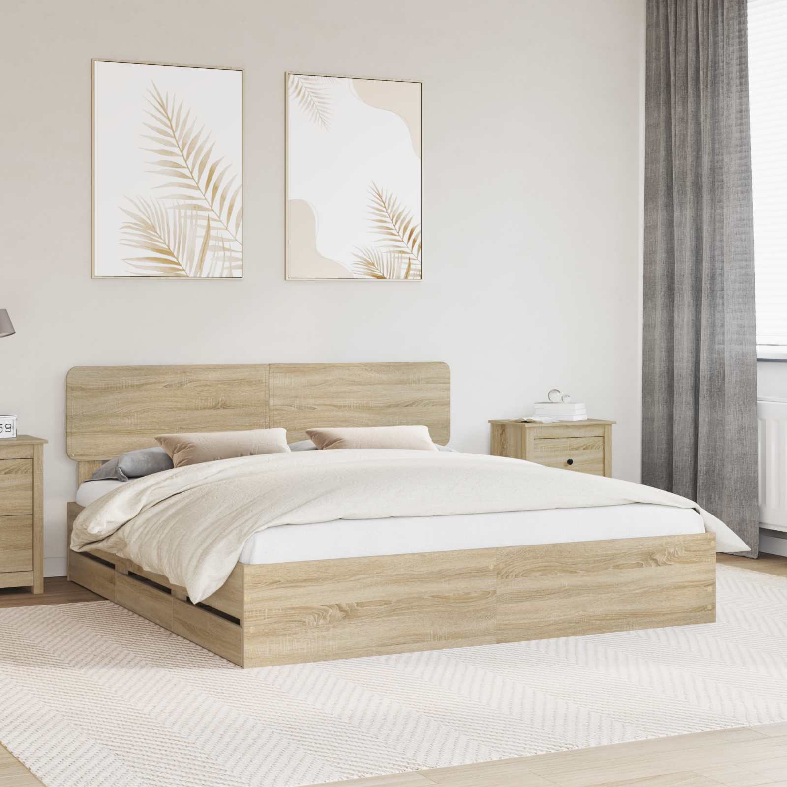 Estrutura de Cama com Gaveta 100 x 200 cm Madeira Composta