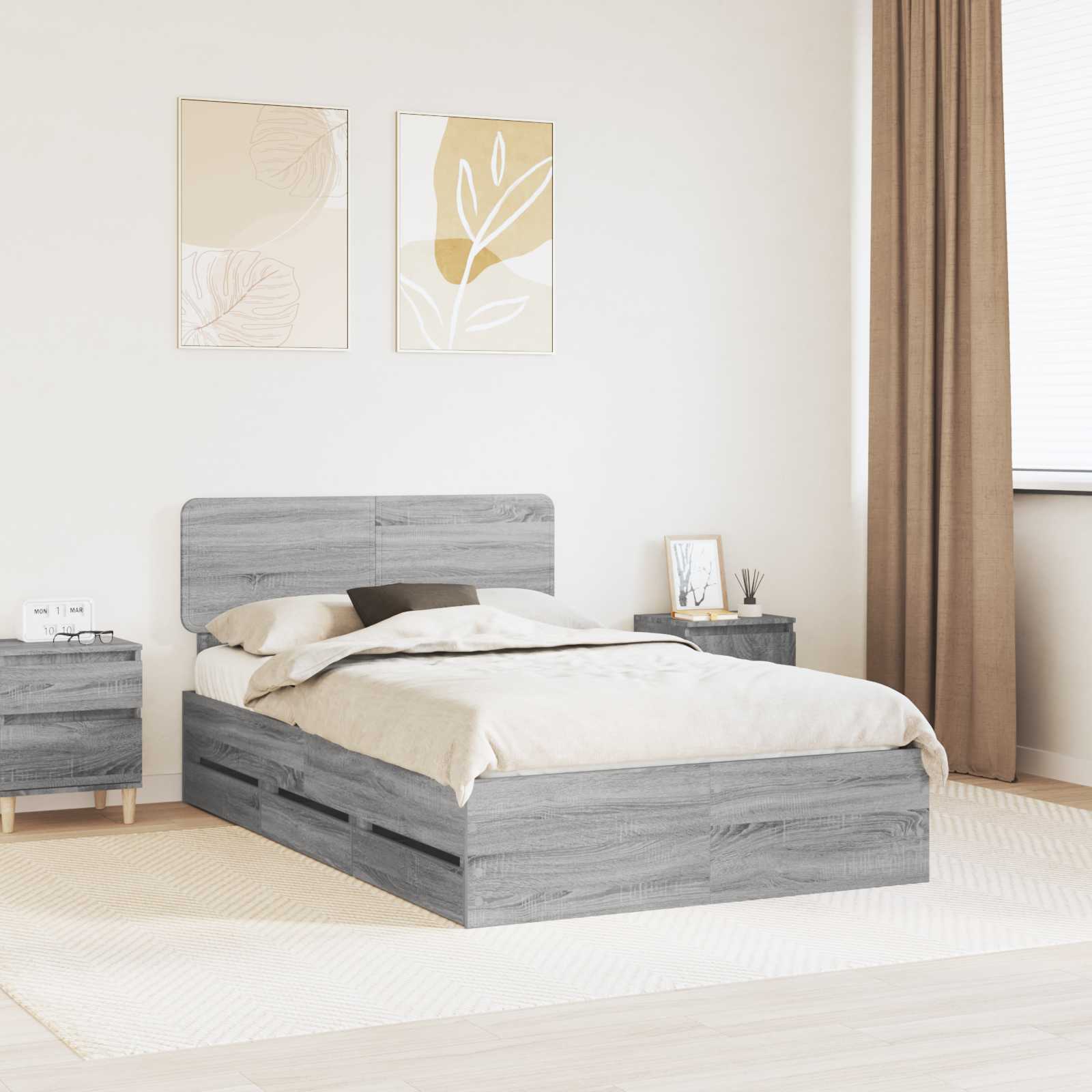 Estrutura de Cama com Gaveta 100 x 200 cm Madeira Composta