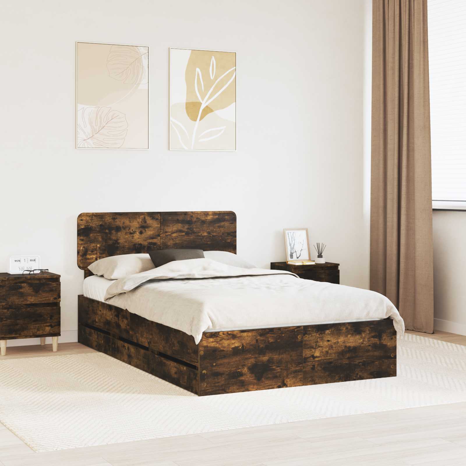 Estrutura de Cama com Gaveta 100 x 200 cm Madeira Composta