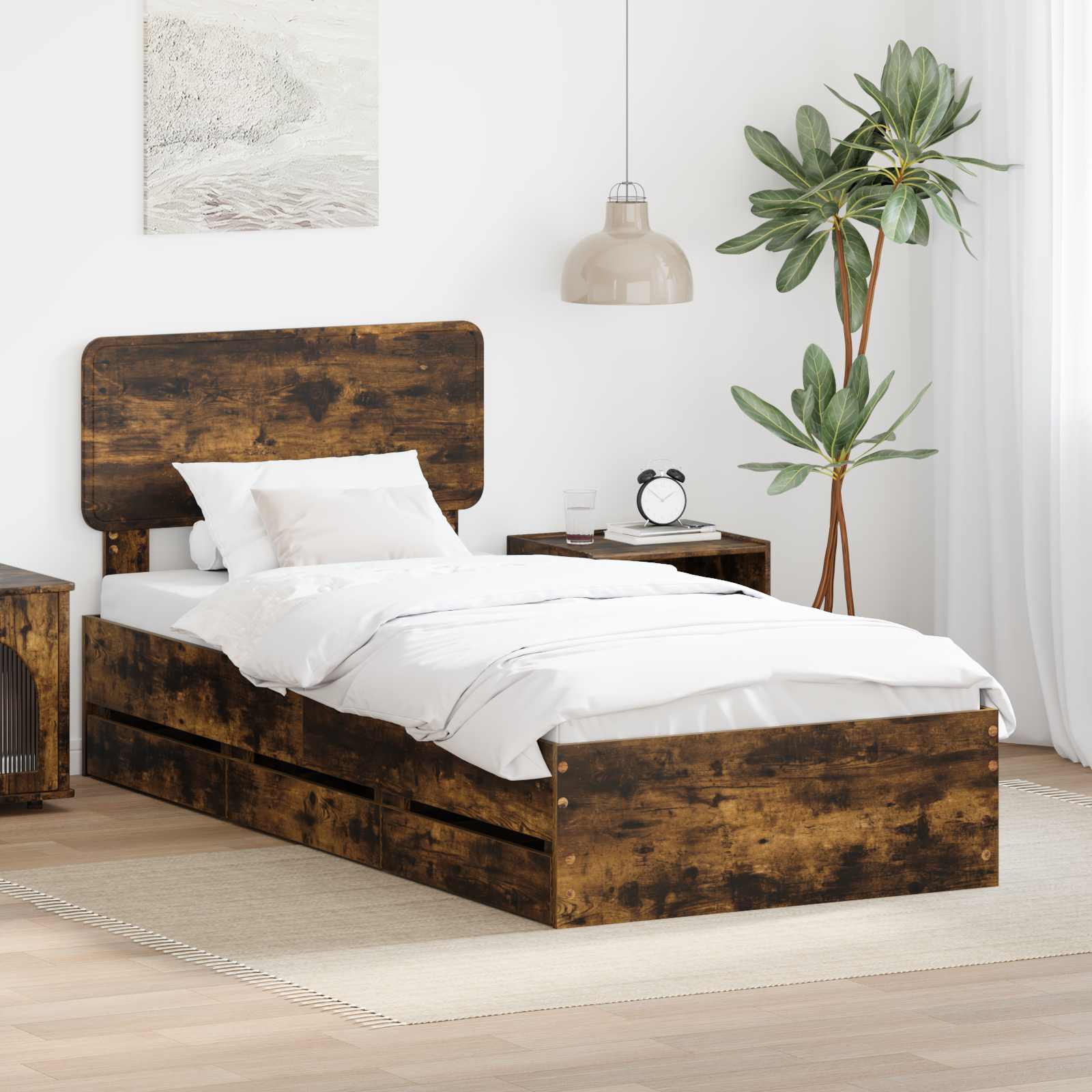 Estrutura de Cama com Gaveta 100 x 200 cm Madeira Composta