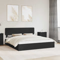 Cama con almacenamiento Negro 200 x 200 cm Madera de ingeniería