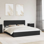 Cama con almacenamiento Negro 200 x 200 cm Madera de ingeniería