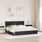 Cama con almacenamiento Negro 200 x 200 cm Madera de ingeniería