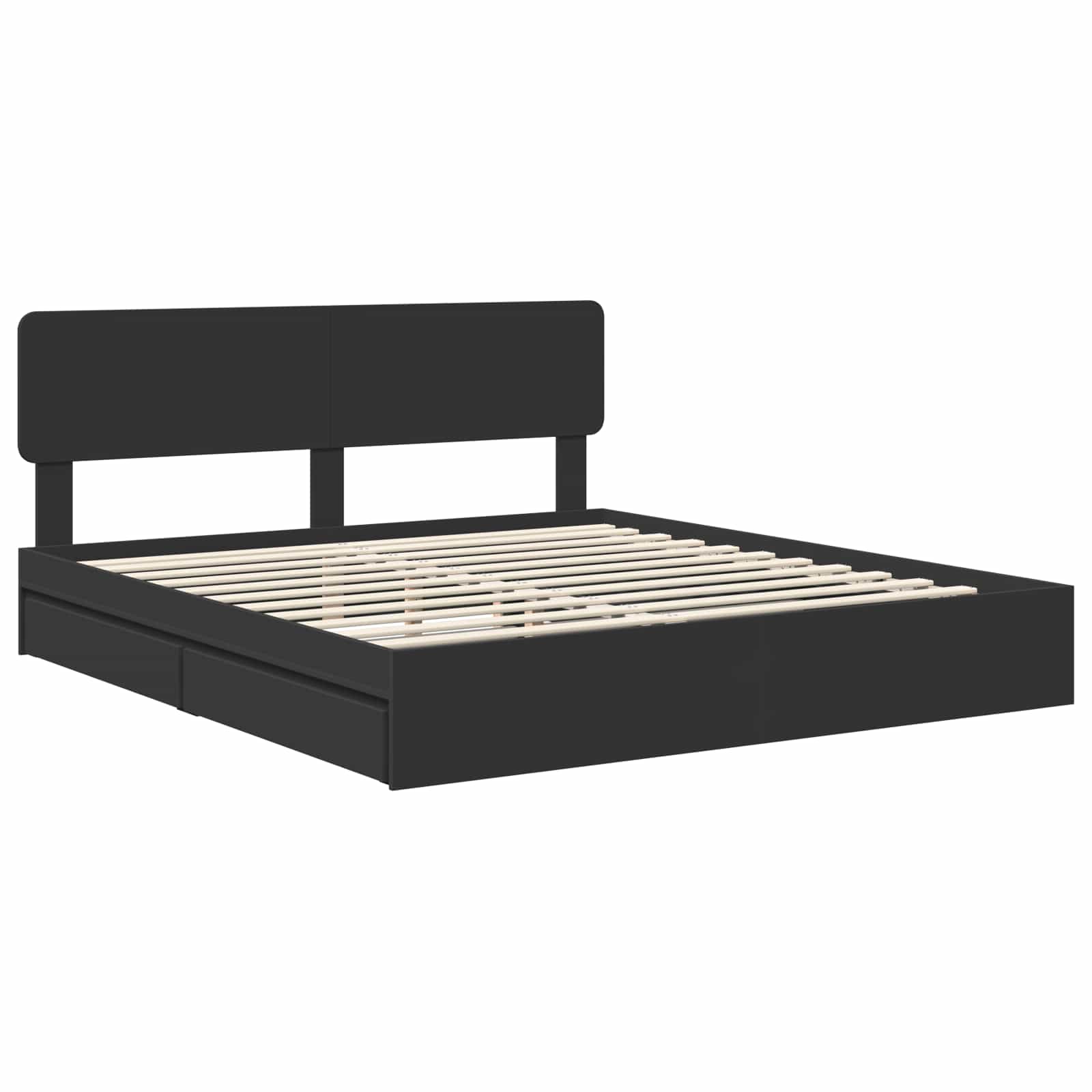 Cama con almacenamiento Negro 200 x 200 cm Madera de ingeniería