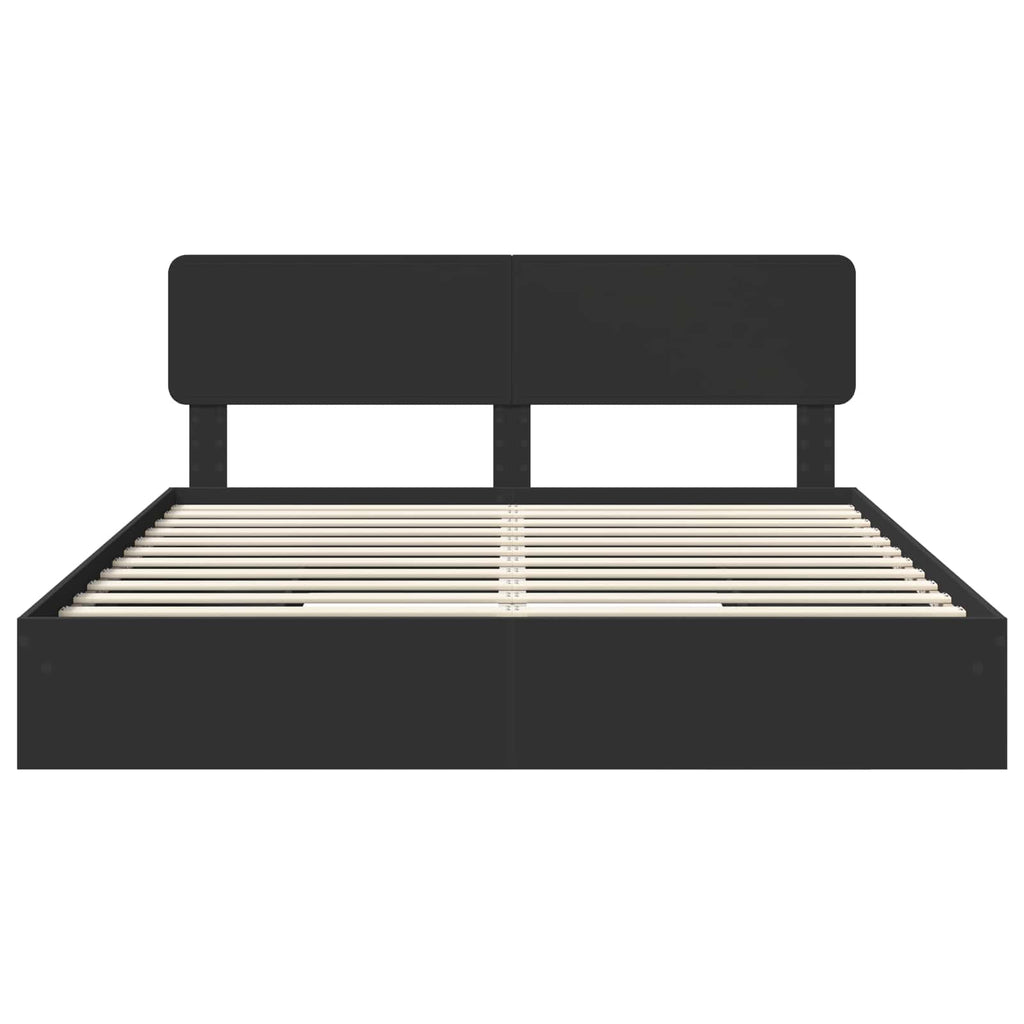 Cama con almacenamiento Negro 200 x 200 cm Madera de ingeniería