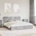 Cama con almacenamiento con cabecera Gris Concreto 200 x 200 cm