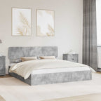 Cama con almacenamiento con cabecera Gris Concreto 200 x 200 cm