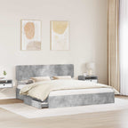 Cama con almacenamiento con cabecera Gris Concreto 200 x 200 cm