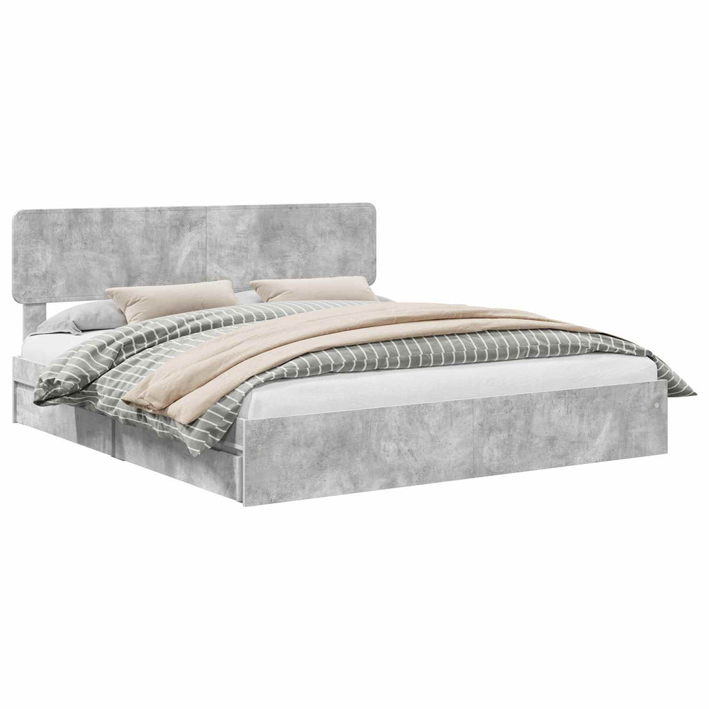 Cama con almacenamiento con cabecera Gris Concreto 200 x 200 cm