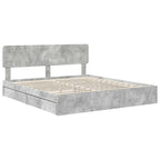 Cama con almacenamiento con cabecera Gris Concreto 200 x 200 cm