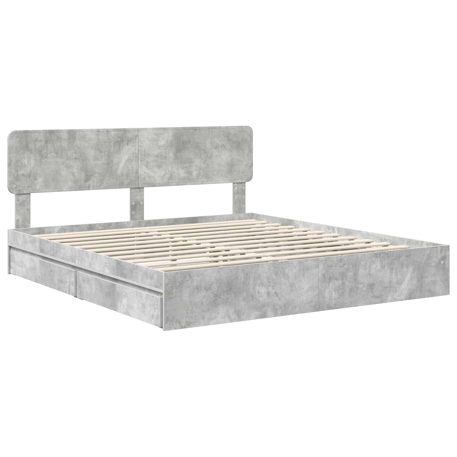 Cama con almacenamiento con cabecera Gris Concreto 200 x 200 cm