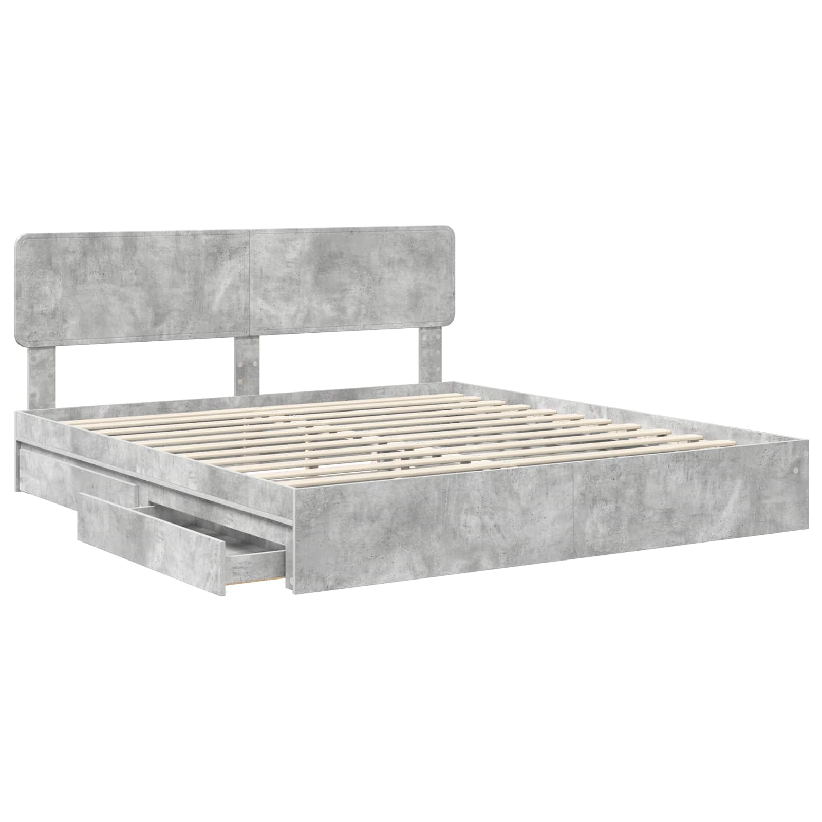 Cama con almacenamiento con cabecera Gris Concreto 200 x 200 cm
