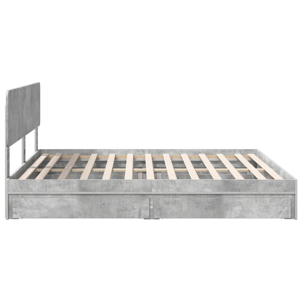 Cama con almacenamiento con cabecera Gris Concreto 200 x 200 cm