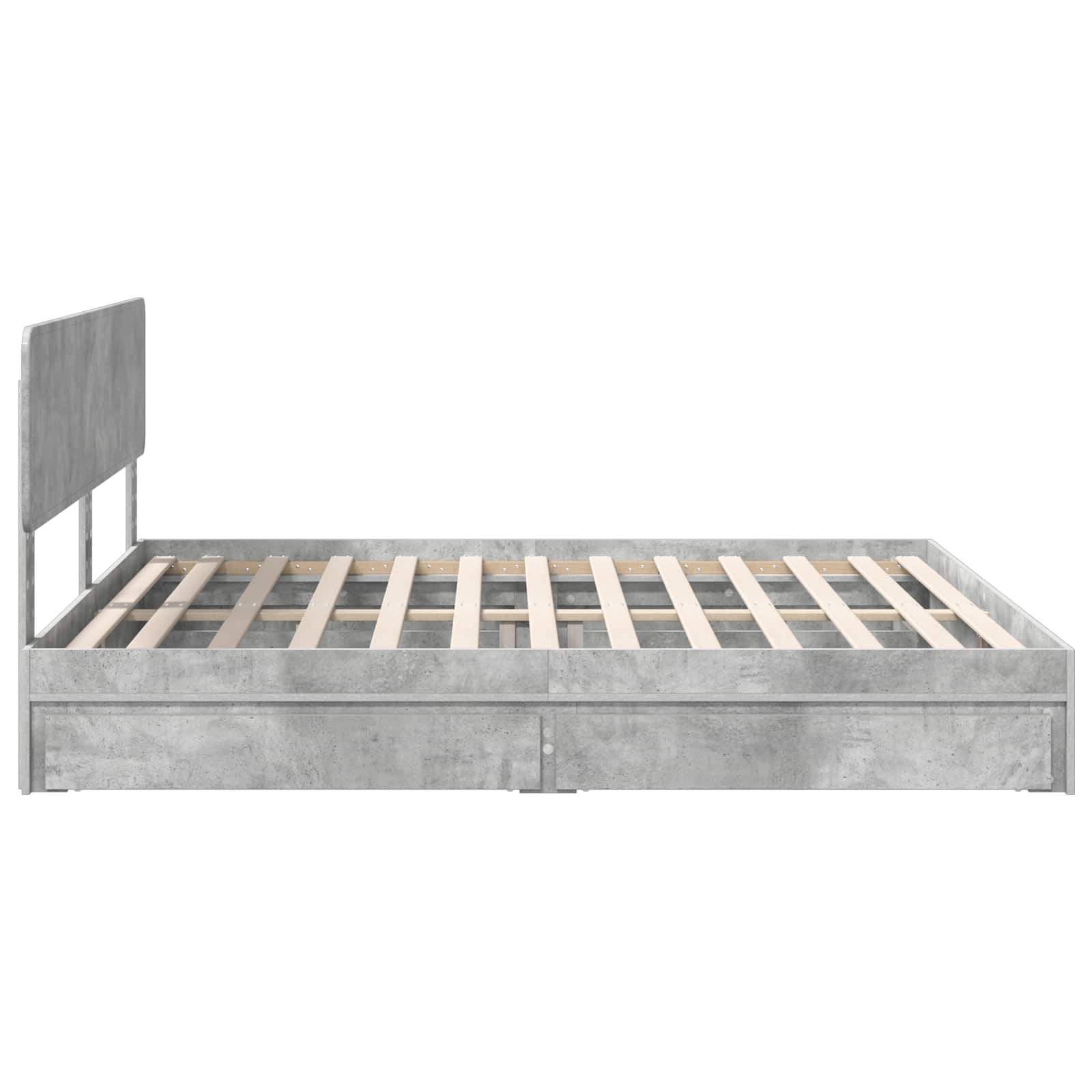 Cama con almacenamiento con cabecera Gris Concreto 200 x 200 cm