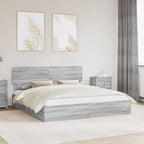 Cama con almacenamiento con cabecera Gris Sonoma 200 x 200 cm