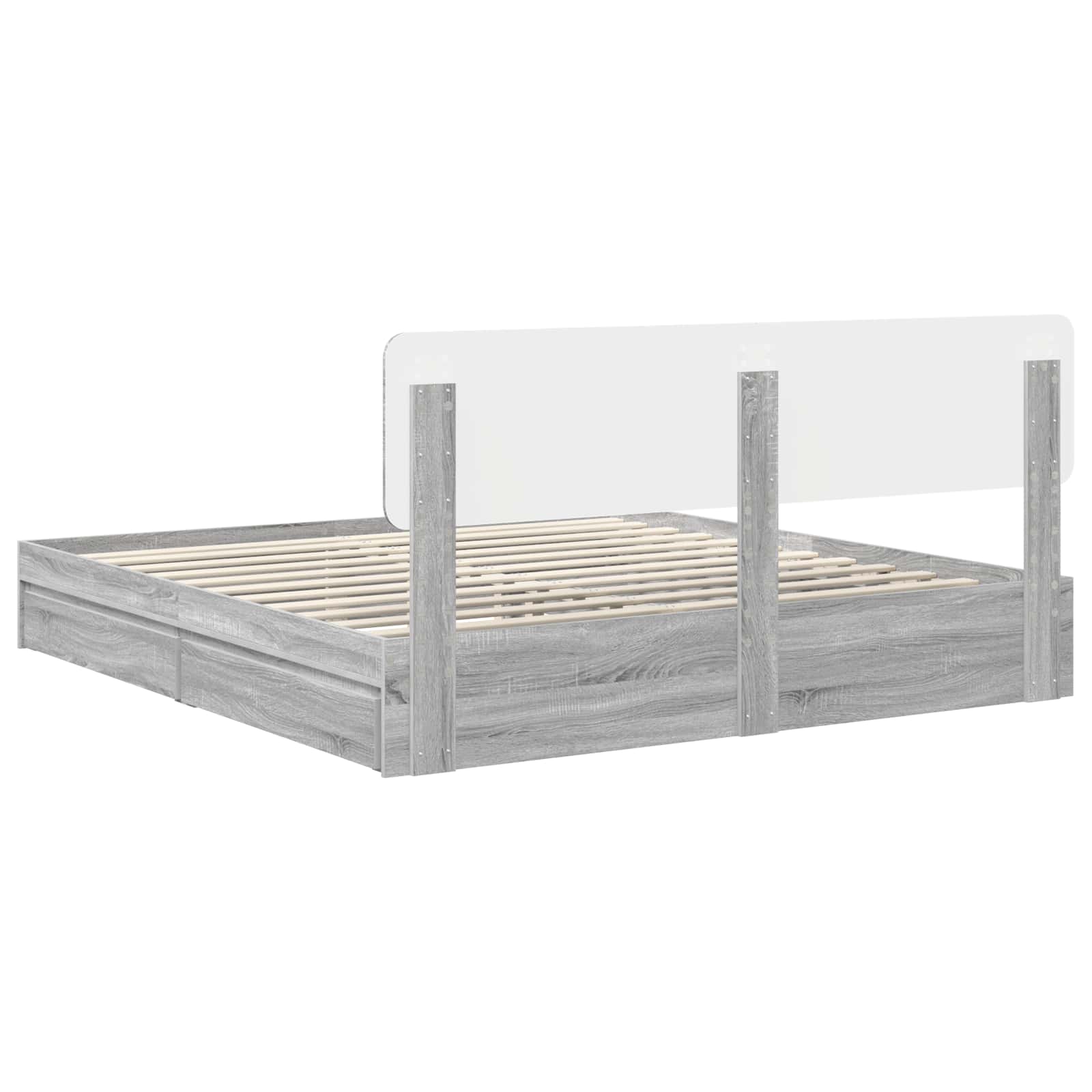 Cama con almacenamiento con cabecera Gris Sonoma 200 x 200 cm