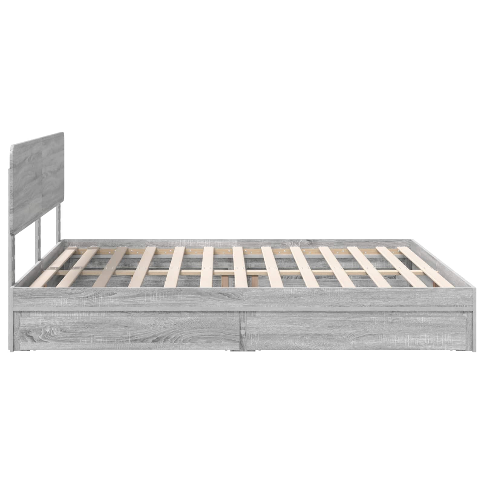 Cama con almacenamiento con cabecera Gris Sonoma 200 x 200 cm