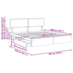 Cama con almacenamiento con cabecera Gris Sonoma 200 x 200 cm