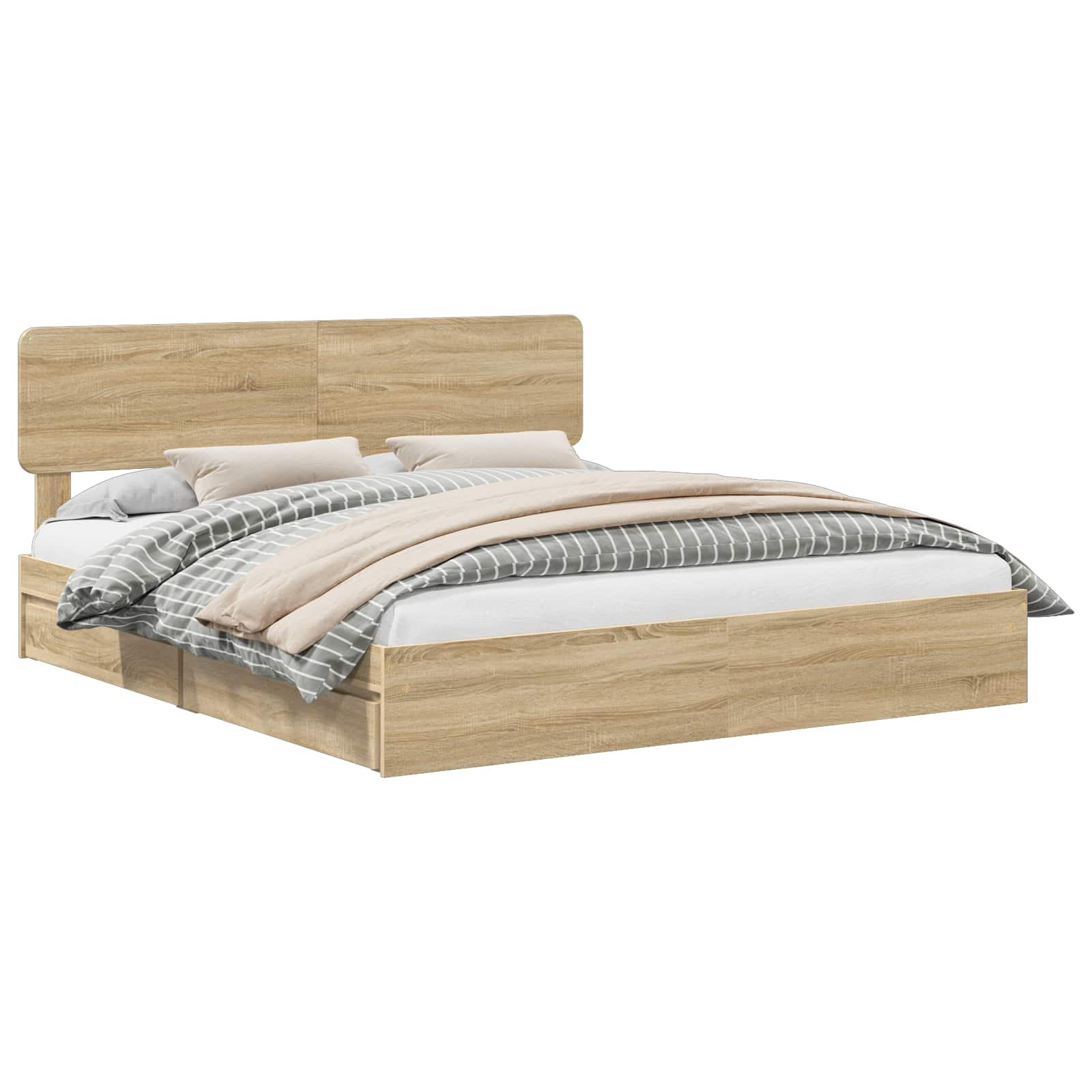 Cama con almacenamiento con cabecera Roble Sonoma 180 x 200 cm