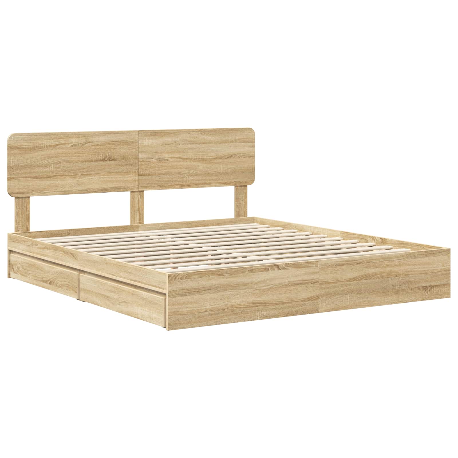 Cama con almacenamiento con cabecera Roble Sonoma 180 x 200 cm