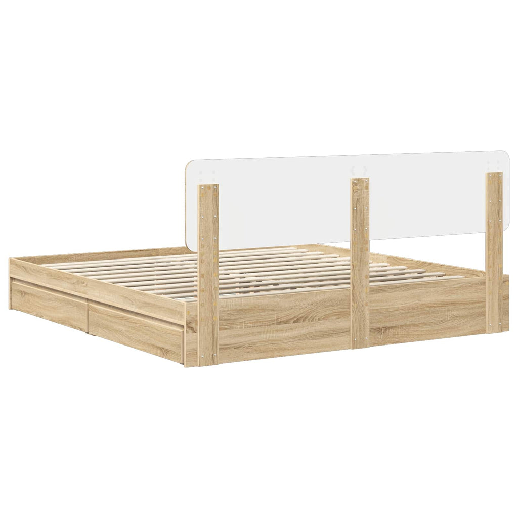 Cama con almacenamiento con cabecera Roble Sonoma 180 x 200 cm