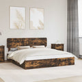 Cama con almacenamiento con cabecera Roble ahumado 180 x 200 cm