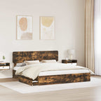 Cama con almacenamiento con cabecera Roble ahumado 180 x 200 cm