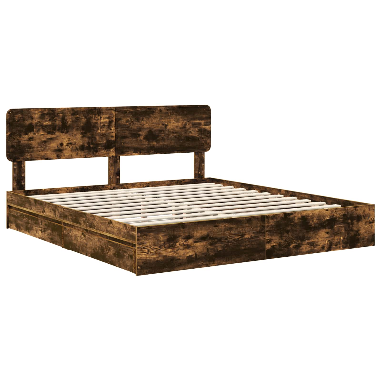 Cama con almacenamiento con cabecera Roble ahumado 180 x 200 cm