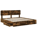 Cama con almacenamiento con cabecera Roble ahumado 180 x 200 cm