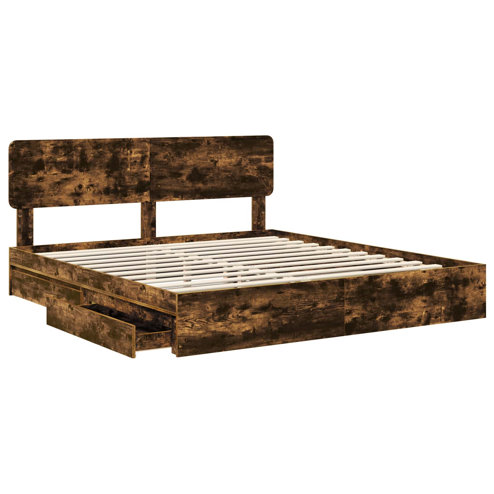 Cama con almacenamiento con cabecera Roble ahumado 180 x 200 cm