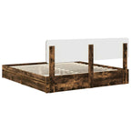 Cama con almacenamiento con cabecera Roble ahumado 180 x 200 cm