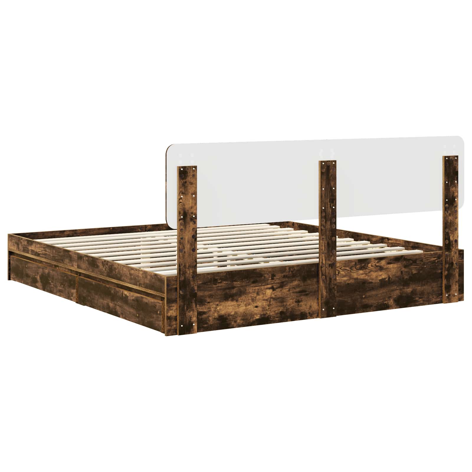 Cama con almacenamiento con cabecera Roble ahumado 180 x 200 cm